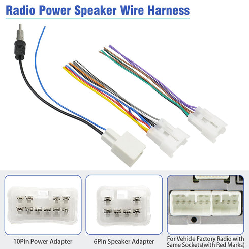 Radio Wiring Harness Adapter Kit for Toyota Camry, Corolla, RAV4, Cruiser, Sienna, Tacoma, Highlander, Prius, Car