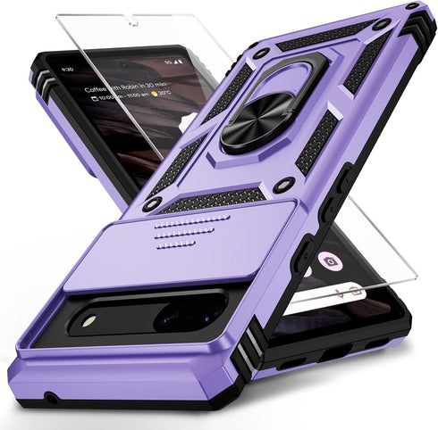 WEYCOLOR for Google Pixel 6A Case, 10 FT Military Grade Drop Protection, with Camera Lens Cover HD Screen Protector,