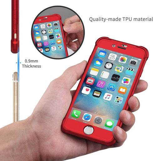 ORETECH Compatible with iPhone 7/8 Case, 2 Pack HD Screen Protector, 360° Full-Body Silicone Soft TPU