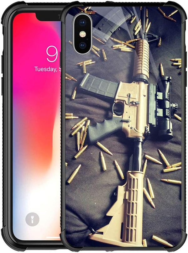 CARLOCA Compatible with iPhone XR Case, Military Pattern Design, Shockproof Anti-Scratch Hybrid Case (Black)