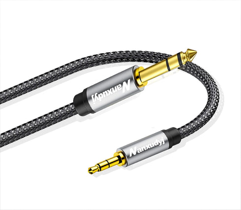 Nanxudyj 6.35mm to 3.5mm AUX Cord 1ft, 3.5mmTRS 1/8" Male to 6.35mm 1/4"