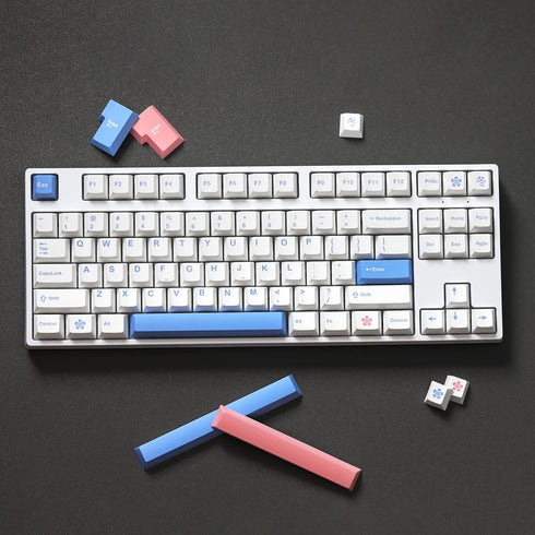 PBT Cherry Profile White Keycaps for Mechanical Keyboards, 153 Key Dye Sub MX Stem Key Caps Set for 60/65/75 Percent