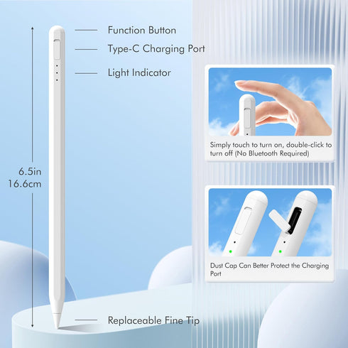 Uogic Stylus Pen for iPad - Fast Charging, Magnetic, Palm Rejection, Rechargeable iPad Stylus Pencil