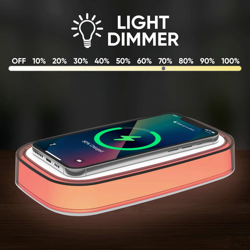 Westclox 15 6 Wireless Charging Pad with Fast Watt Wireless Charging, RGB Color Changing Light with Modes, Adjustable
