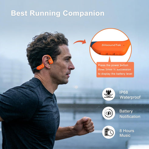 6.0 Swimming IP68 32GB MP3 Bluetooth Headphones, Waterproof Bone Conduction Headphones, Liquid Silicone Wireless Open