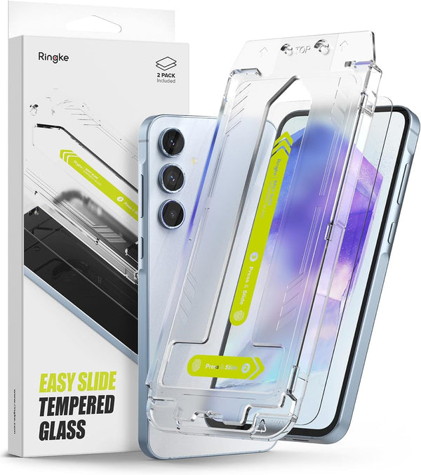 Ringke Easy Slide Tempered Glass Screen Protector for Samsung Galaxy A55 5G - 9H Hardness, Case Friendly, 2 Pack.