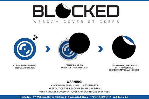 Stackable Webcam/Camera Vinyl Covers, 57 Tabbed Low-Tack Restickable Webcam Sticker, Multiple Sizes, White 57-Pack