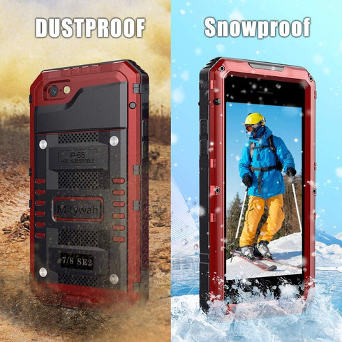 Mitywah Waterproof Case for iPhone SE 2020, Heavy Duty Military Grade Armor Metal Case, Full Body Protective Shockproof