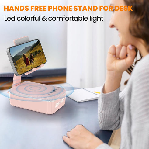 JTEMAN Gifts for Men Women, Cell Phone Stand with Bluetooth Speaker and LED Light, Unique Birthday Gifts for Dad, Mom