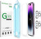 amFilm OneTouch Glass Screen Protector for iPhone 14 Pro 6.1" (2022) - Bubble Free, Easy Install, 2+2 Pack, Lens