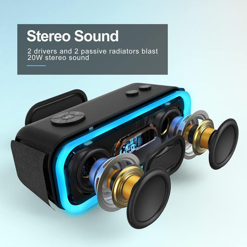 DOSS Bluetooth Speaker, SoundBox Pro Wireless Speaker with 20W Stereo Sound, IPX6 Waterproof, 20Hrs Playtime - Grey