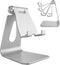 CreaDream Adjustable Phone Stand, Aluminum Desktop Holder, Compatible with iPhone Xs Max Xr 8 7 6 6s Plus SE, Silver