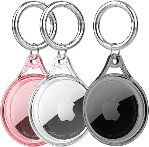 Waterproof Airtag Holder Case, Soft TPU Full Protective Anti-Scratch AirTag Keychain for Luggage, Keys, Cat & Dog