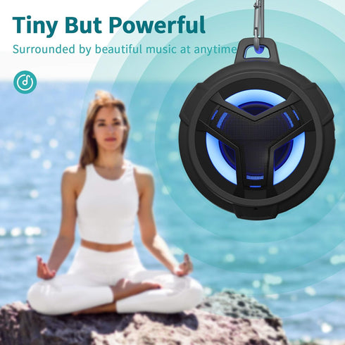EBODA Bluetooth Shower Speaker, Portable IP67 Waterproof Wireless Speaker with LED Light, True Wireless Stereo,