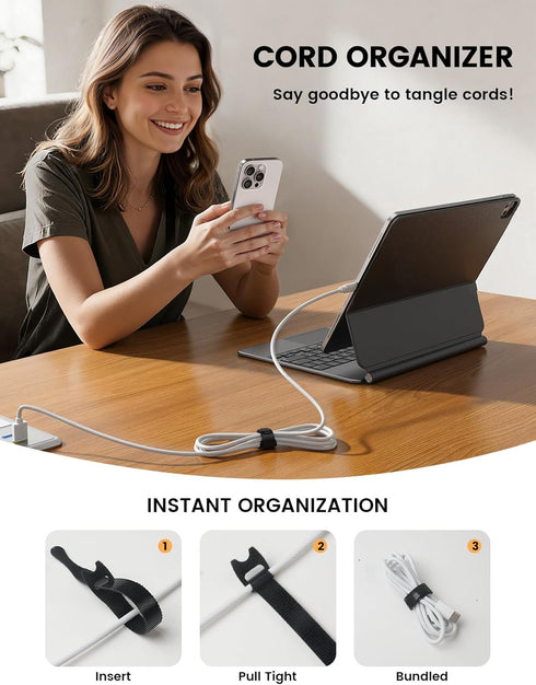 60PCS 6-Inch Lamicall Reusable Cable Ties, Upgraded Tapered Tail for Effortless Threading, Durable Nylon Hook and Loop