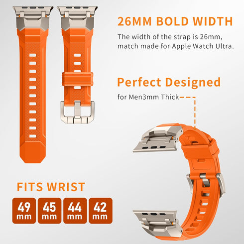 Rubber Band for Apple Watch 49mm 46mm 45mm 44mm 42mm, Luxury Silicone Sport Bands for Men iWatch Ultra & Series