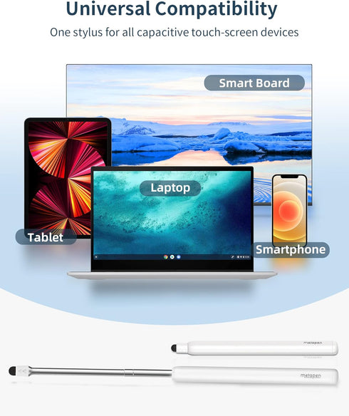 Metapen X1 Universal Stylus Pen for Touch Screens, 2-in-1 Retractable Pointer & Stylus, High Precision, Soft
