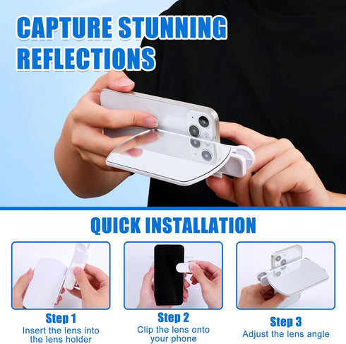 Generic Mirror Reflection Clip, Smartphone Camera Mirror Reflection Clip Kit, Smartphone Selfie Reflector - Adjustable