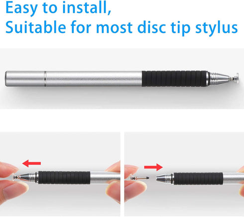 12 Pieces Stylus Pen Tips Replacement, Precision Round Shape Replaceable Stylus Universal Disc Tips for Touch Screen