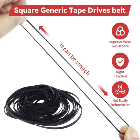 Recorder Rubber Belts, Cassette Recorder Maintenance Mix, 50PCS Rubber Square Belt 40-135MM