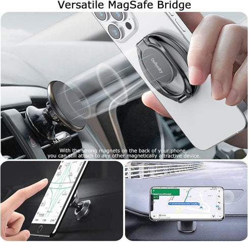 Magnetic Phone Ring Holder with Magsafe, Double Adjustable Gym Finger Grip for iPhone, iPad, Smartphones