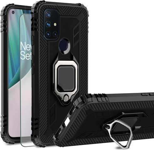 Asuwish OnePlus Nord N10 5G Case, with Screen Protector, Slim Ring Holder Stand Hard Hybrid Rugged Cell Accessories,