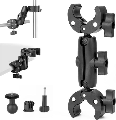 BRDRC Double Clamp Mount Umbrella Holder Camera Pole Bracket for Stroller Wheelchair