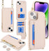 Cavor for iPhone 13 Case with Card Holder,iPhone 13 Wallet Case for Women,Phone Case iPhone 13 Case with Strap,Crossbody Lanyard and Wristlet,Leather Zipper Pocket Case-Cream