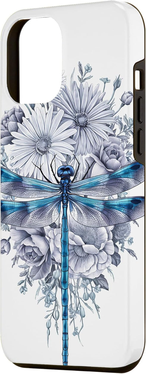 iPhone 13 Pro Max Blue Dragonfly Watercolor Art Case for Insects Lover, Earth Day