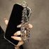 Sparkling Black Beaded Phone Wrist Strap - Stylish Lanyard for Women