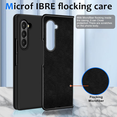 Z Fold 6 Liquid Silicone Case for Samsung Galaxy Z Fold6 5G, Slim Anti-Scratch Protective Cover for 7.6-inch, Black