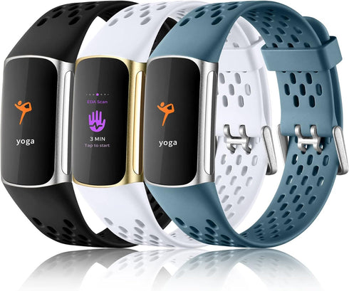 Maledan Compatible with Fitbit Charge 5/6 Bands - Breathable Sport Band Soft Waterproof Replacement Wristbands