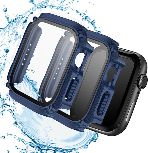 Waterproof Case 44mm for Apple Watch Series 6/5/4/SE with Tempered Glass Screen Protector, Hard PC Bumper Cover for