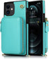 Asuwish iPhone 13 Mini Case - Mint Green Wallet Cover with Zipper, Screen Protector & Card Holder Slot, Leather Stand.