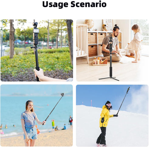 Kaeltsyn 3 Extendable Cameras Extension Rod Foldable Sports Cameras Selfie Stick for Pocket Vlog Accessories Stick
