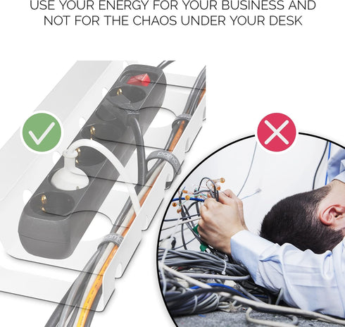 PAMO Cable Management Under Desk, Set of 2 for Easy Mounting Under-Table, with 10X Cable Ties, Desk Organizer for
