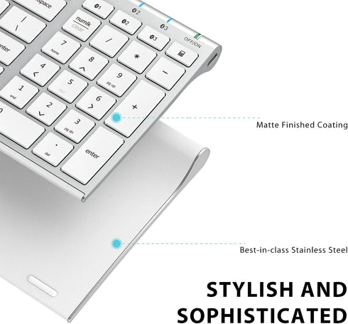 iClever BK10 Bluetooth Keyboard, Multi Device Rechargeable Bluetooth 5.1 with Number Pad, Ergonomic Design