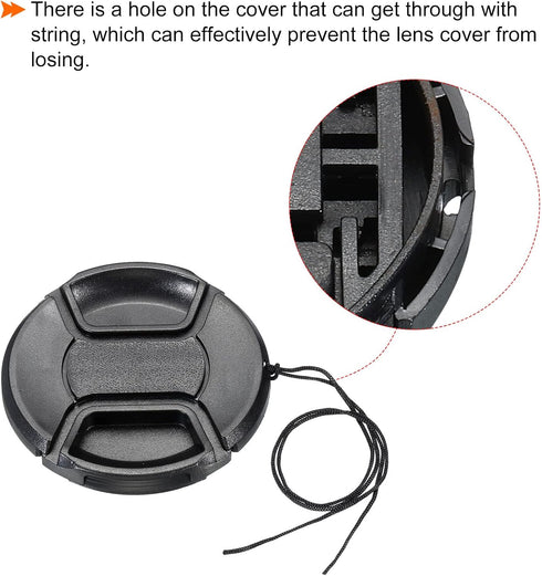 PATIKIL 2 Pack Camera Lens Cap, Center Pinch Front Cover with Cap String and Microfiber Cloth for 40.5mm Lenses