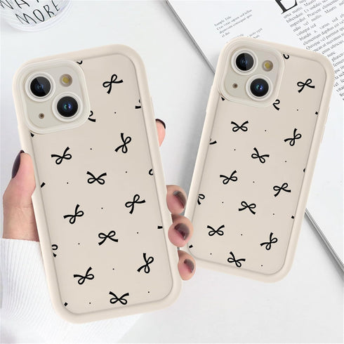 Cinysnt 15 6.1", Cute Polka Dot Black Bow Bowknot Phone Case for iPhone Case Aesthetic Pattern Print Design Cover Full