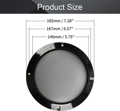 Fielect 6.5" Speaker Grill Mesh, Decorative Circle Subwoofer Guard Protector Cover, Black Metal Trim