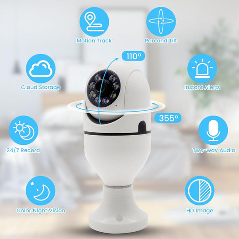 Light Bulb Security Camera, Ring 2.4G Hz WiFi Camera for Home Security with Spot Light, 24/7 Recording (2 x Light Bulb)