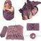 SPOKKI Newborn Photography Props Outfits - 4 Pcs Baby Long Ripple Wrap, Toddler Swaddle Blankets, Photography Mat, Cute