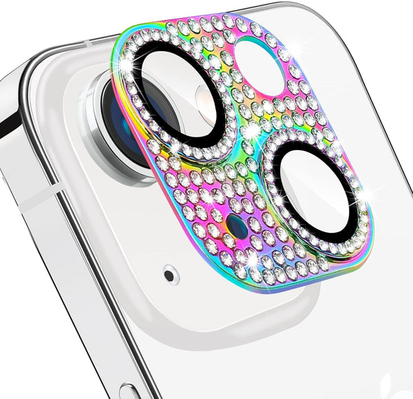 Bling 3D Rhinestone Camera Lens Protector for iPhone 14 & 14 Plus, 9H Tempered Glass, Anti-Scratch, Shockproof,
