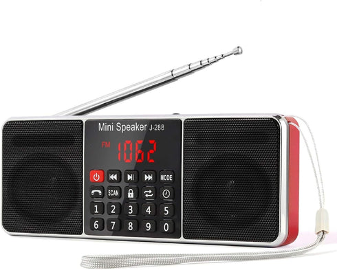 PRUNUS J-288 Portable AM FM Radio with Bluetooth Speaker, Sleep Timer, AUX Input, USB Disk & TF Card MP3 Player