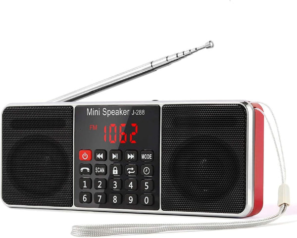 PRUNUS J-288 Portable AM FM Radio with Bluetooth Speaker, Sleep Timer, AUX Input, USB Disk & TF Card MP3 Player