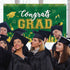 Green Graduation Banner 2025 Congrats Grad, Large Fabric Backdrop for Graduation Party Decoration 71 x 43”