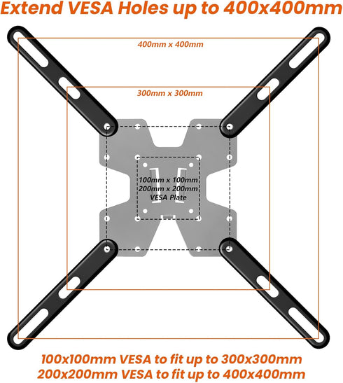 PUTORSEN VESA Adapter Mount Bracket Kit - For 32 to 55 inch LCD LED TV, Upgrade Mounting Holes up to 400x400 mm