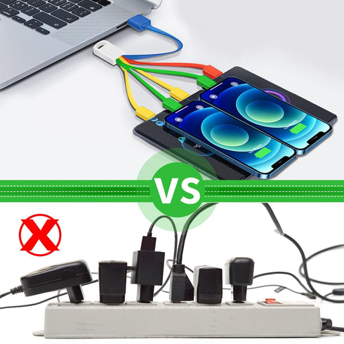 Multi USB Cable Charging Cable for Multiple Devices, USB to Multiple Connectors 6 in 1 Universal Charger Cord with