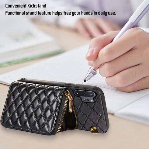 Furiet Detachable Crossbody Wallet Case for Samsung Galaxy Note 10 Plus, Multi Card Slots, Leather Cover - Black