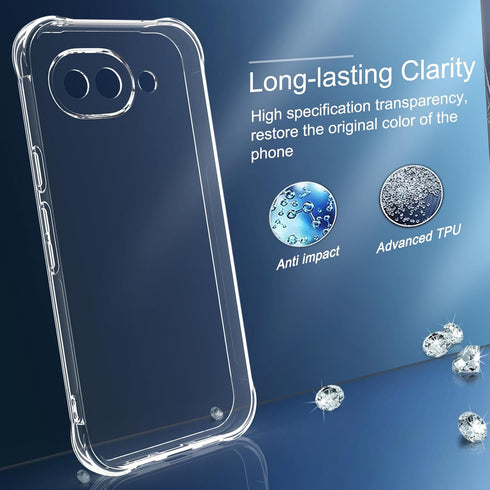 Osophter 10A 10A for Pixel Case: Clear Women Girls Boys Reinforced Corners TPU Shock-Absorption Flexible for Google